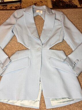 Vicolo Light Blue Blazer with Cut Outs and Open Back Made in Italy Medium